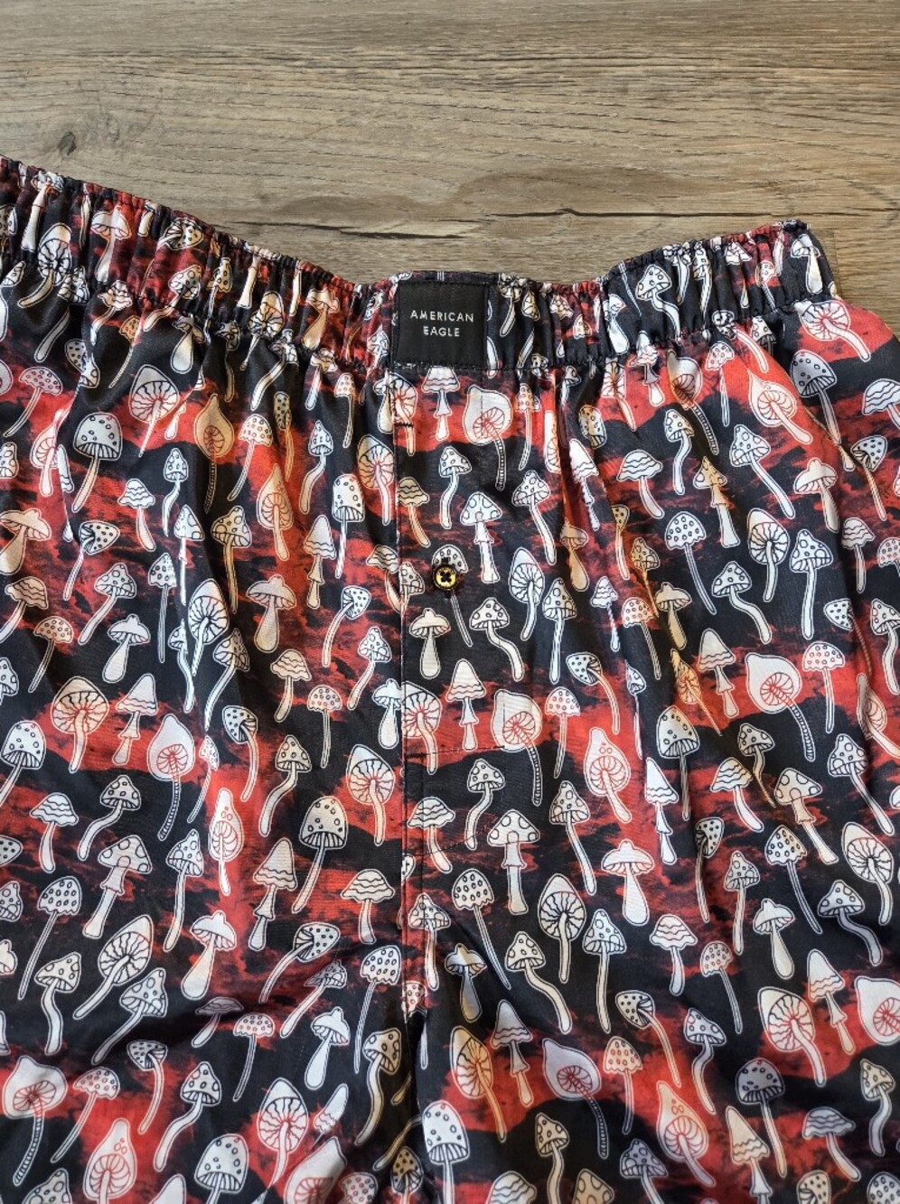 American Eagle 4" Satin Boxer Mushroom Briefs Loungewear Button Fly Large Sleep - Picture 4 of 6